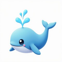 Cute Whale Icon in Soft Blue Gradient