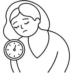 sleepy woman with clock