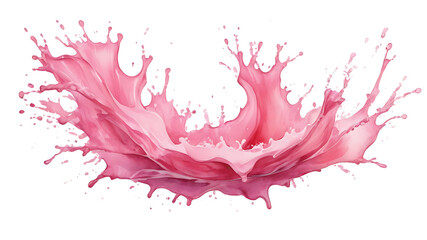 Watercolor of pink water splashing on transparent background , PNG