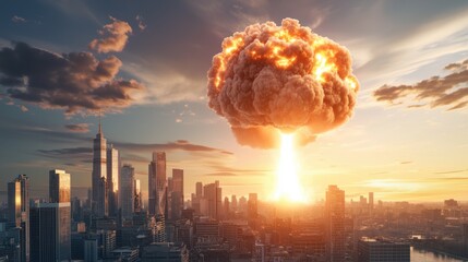 Stunning Nuclear Explosion Against City Skyline