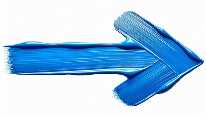 Arrow of vibrant blue paint points right on a clean white background, symbolizing direction, growth, and innovation