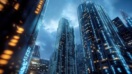 Obraz premium Futuristic Cityscape with Interconnected Skyscrapers