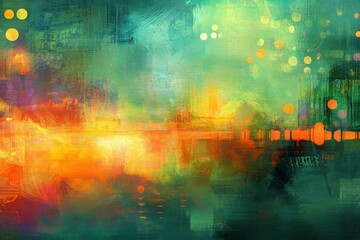 Naklejka premium Vibrant Abstract Background with Blurred Colors and Glowing Light Circles, Perfect for Creative Projects, Invitations, and Digital Media Design