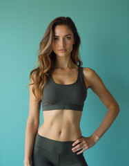 Fototapeta premium portrait of pretty fitness woman. Generative Ai.