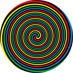 Circle spiral. Colorful abstract design shape. Rainbow elements 