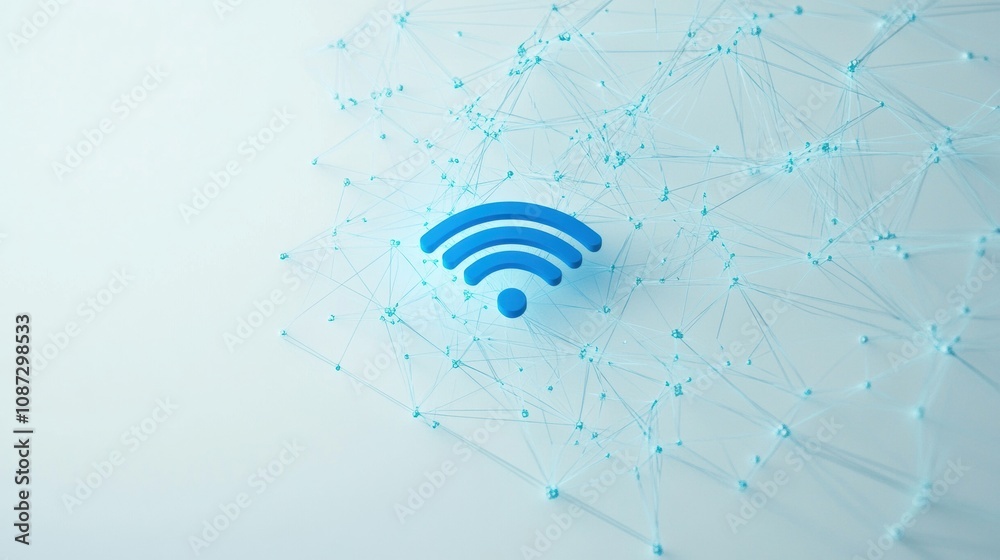 Poster a blue wi-fi icon stands prominently among a network of digital connections, showcasing the importan
