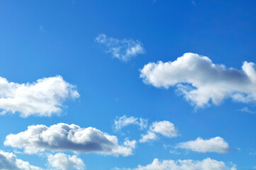 Fototapeta premium Cloudy sky landscape, colorful blue cloudy sky with white clouds