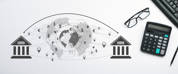 Banks financial transfer money. Online Banking