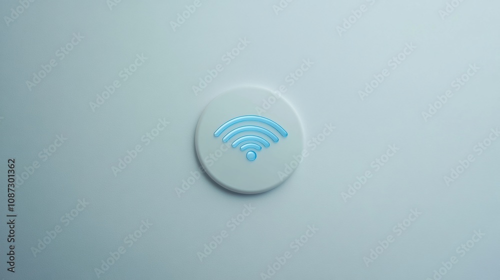 Aufkleber this icon symbolizes wireless internet access, showcasing a blue wi-fi signal on a clean white backg