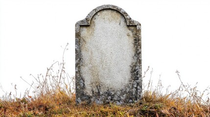 stone tombstone on white background