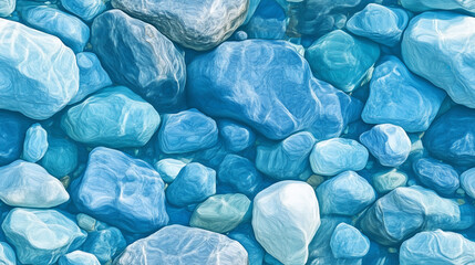 Tranquil blue stone pattern inspired by mountain streams for decorative design - seamless pattern texture png