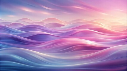 Obraz premium Abstract Dreamy Landscape With Pink and Blue Wavy Hills and a Soft Glow in the Sky