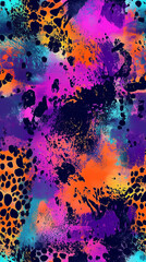 Vibrant abstract animal print inspired by 90s fashion design - seamless pattern texture png