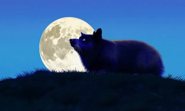 Endangered Tasmanian Devil in Moonlit Wilderness - Nocturnal Wildlife Conservation Stor