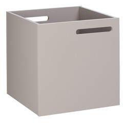 Square wooden crate box, gray cut out isolated transparent background