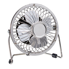 Aluminum table fan with inclined angle cut out isolated transparent background