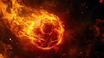 Soccer Ball Leaving a Trail of Fire