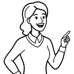 smiling woman point up at good deal