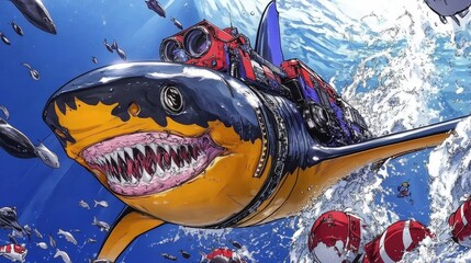 Obraz premium Shark with a Truck on it