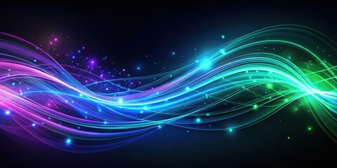 Fototapeta premium Abstract background with vibrant glowing waves and sparkling dust particles, creating a sense of energy and motion.