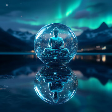 Tranquil Buddha in Ethereal Sphere Reflection