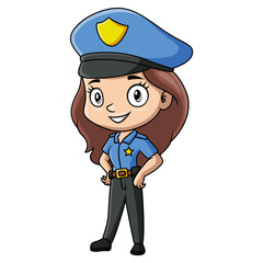 Cute girl cartoon wearing costume police