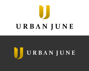 Letter UJ monogram beauty fashion luxury logo design.

