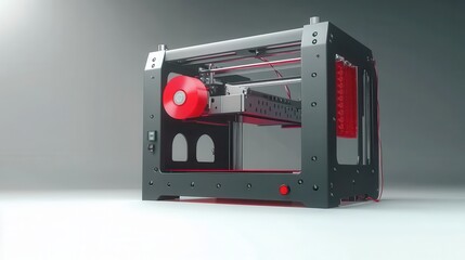 Obraz premium A modern 3D printer working on a detailed prototype in a minimalist studio environment