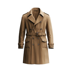 Naklejka premium Classic Beige Trench Coat on Transparent Background