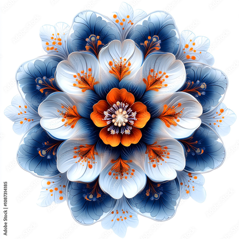 Fototapete mandala fractal design element with flower pattern isolated on white background