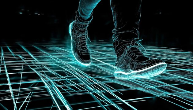 Visual Representation of Walking Feet Against a Light Background