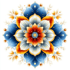 Mandala fractal design element with flower pattern isolated on white background