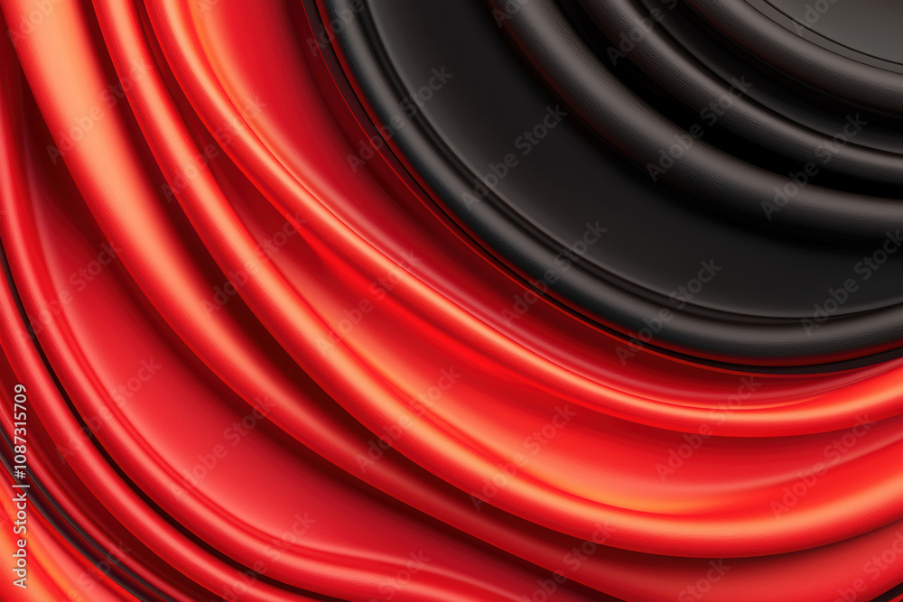 Poster dynamic waves of red and black fabric create a stunning visual texture, perfect for backgrounds, abs