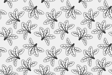 Hand drawn floral pattern vector design. Simple ornament with plant and leaf.