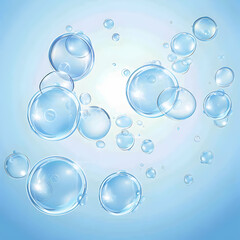 A vector illustration of clear blue bubbles on a white background, perfect for adding transparent effects to your design