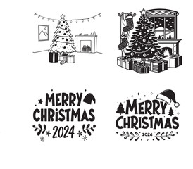 Christmas tree decorated with ornaments,set of christmas tree,golden christmas tree