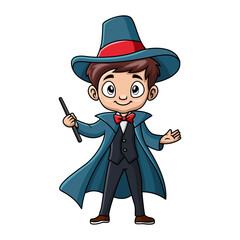 Cute little magician boy cartoon