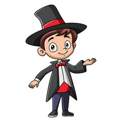Cute little magician boy cartoon