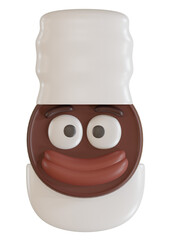 African American chef in a white cap and an apron. Cartoon emoji. 3D rendering.