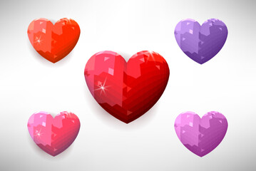 Geometrical stylized heart with diamond look. Vector heart icon.