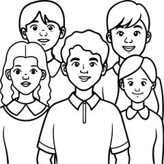 teenage children stand behind