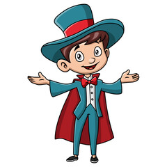 Cute little magician boy cartoon