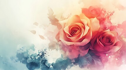 Watercolor flowers for design card, postcard, textile, flyer