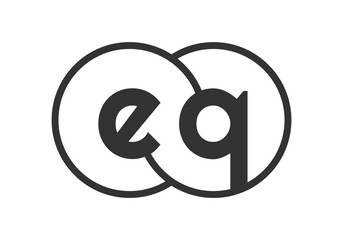 Obraz premium EQ business company emblem with outline rounds and letters e q. Logo template of two merged circles for brand identity, logotype. Vector Infinity symbol