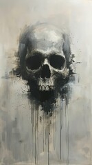 A Painted Skull With Black Dripping Paint