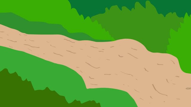 Animated video of a saber-toothed tiger running in the jungle, primitive.