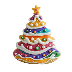 3D Christmas Tree Cookie isolated transparent background