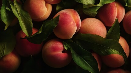 Peaches with leaves 