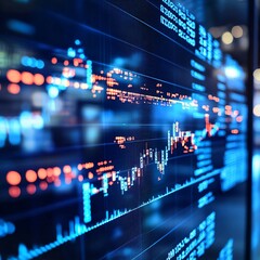 Fototapeta premium Market analysis trends financial data visualization technology dashboard digital environment close-up view business insights
