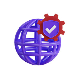 Internet Shield Protection 3D Icon